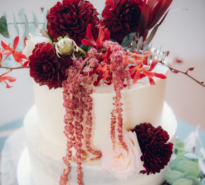 Wedding Cake Topped with Flowers