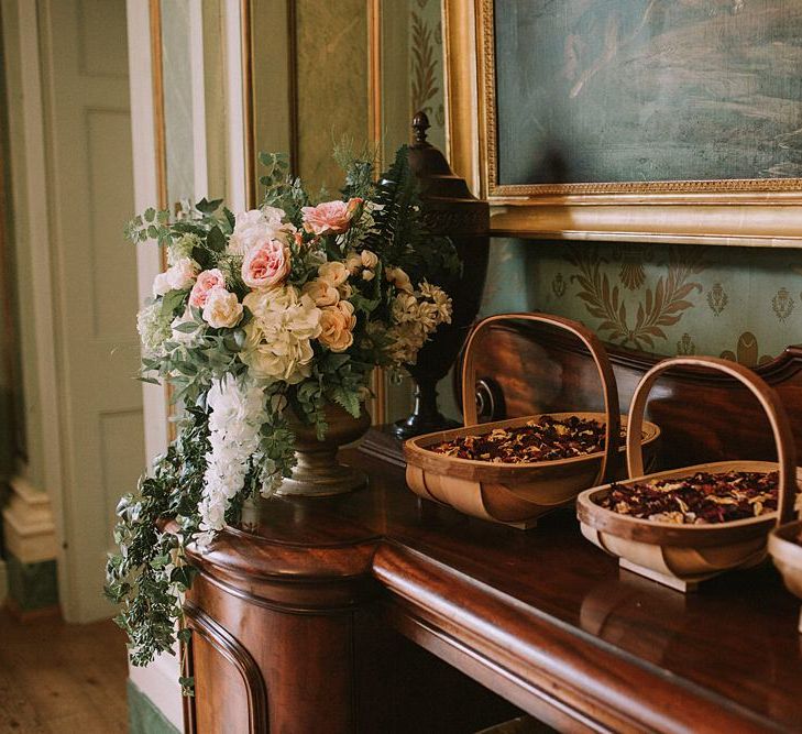 Confetti Baskets | Blue & White Outdoor Summer Wedding at Maunsel House, Somerset | Maureen Du Preez Photography