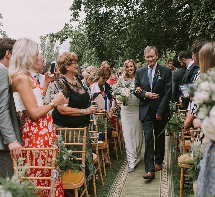 Wedding Ceremony Bridal Entrance in Laure de Sagazan | Blue & White Outdoor Summer Wedding at Maunsel House, Somerset | Maureen Du Preez Photography