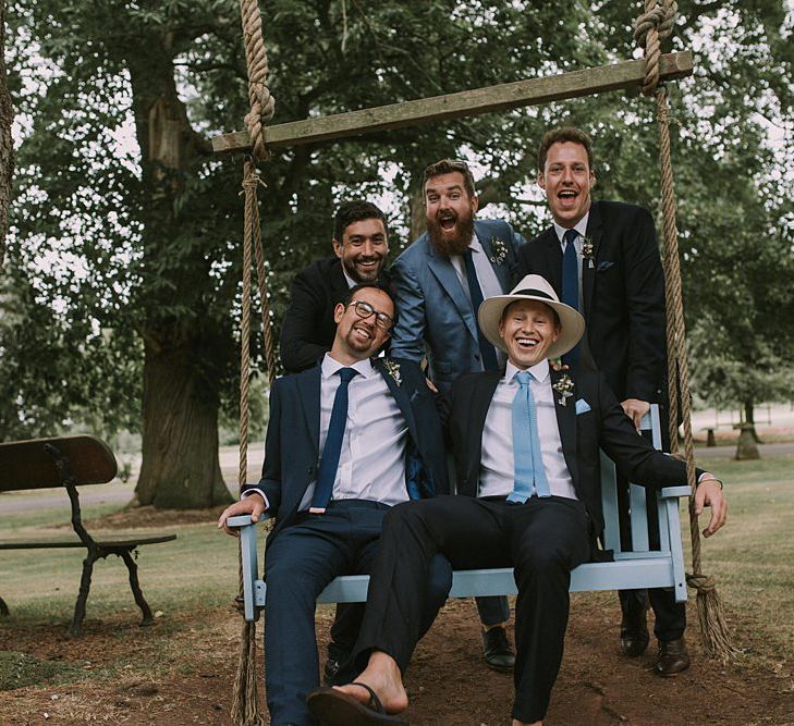 Groomsmen | Blue & White Outdoor Summer Wedding at Maunsel House, Somerset | Maureen Du Preez Photography