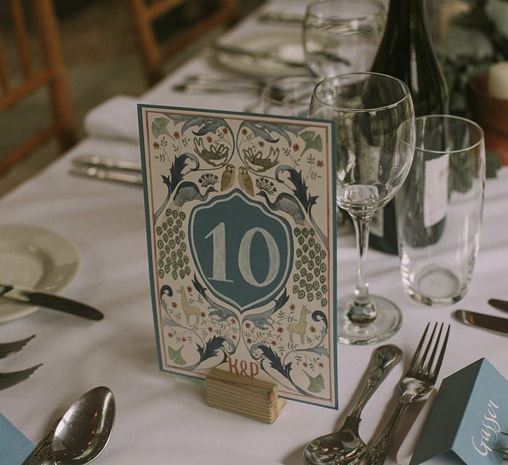 Table Number Wedding Stationery | Blue & White Outdoor Summer Wedding at Maunsel House, Somerset | Maureen Du Preez Photography