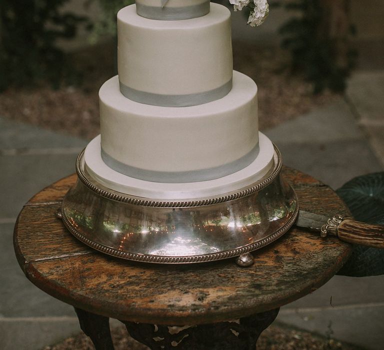 Elegant Wedding Cake | Blue & White Outdoor Summer Wedding at Maunsel House, Somerset | Maureen Du Preez Photography