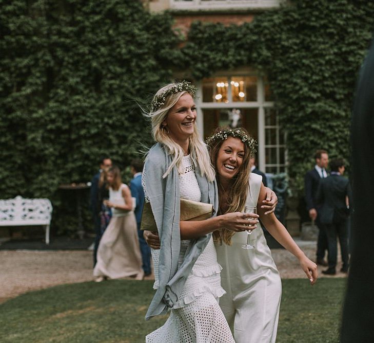 Bridesmaids in Different White Dresses | Blue & White Outdoor Summer Wedding at Maunsel House, Somerset | Maureen Du Preez Photography