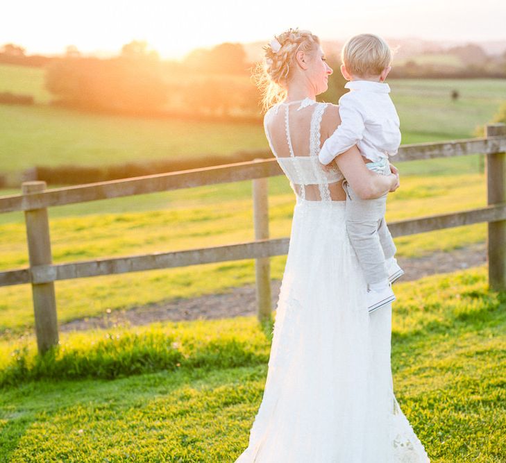 Yolan Cris Bride For A Stylish Boho Wedding At Axnoller Dorset Floral Arch Jennifer Poynter With Images From Lydia Stamps Photography