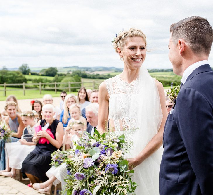 Yolan Cris Bride For A Stylish Boho Wedding At Axnoller Dorset Floral Arch Jennifer Poynter With Images From Lydia Stamps Photography