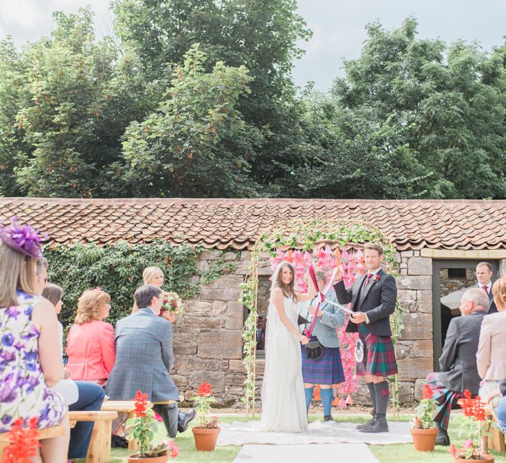 Outdoor Wedding Ceremony In Scotland At Windmill Barn