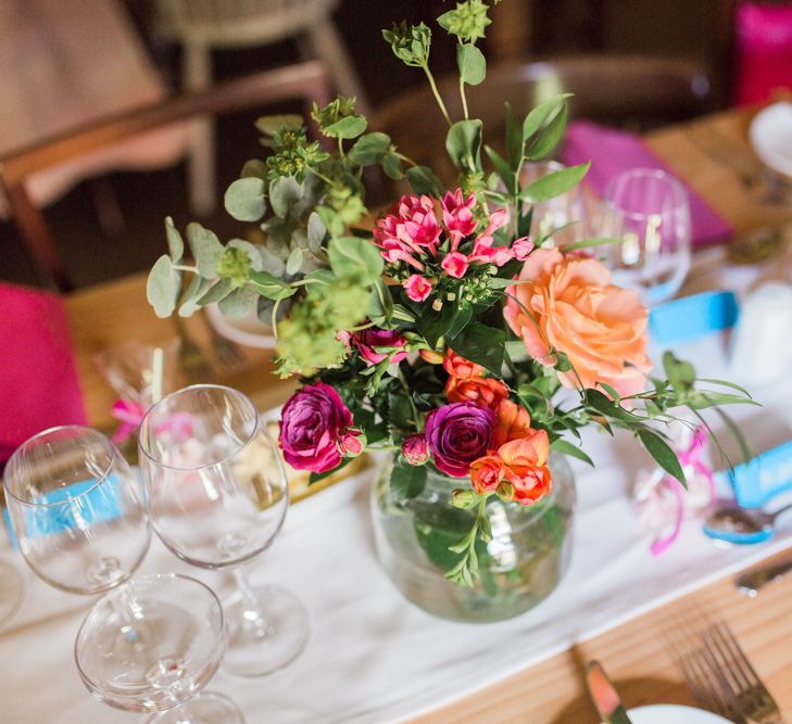 Wedding With Bright Pink & Blue Colour Scheme