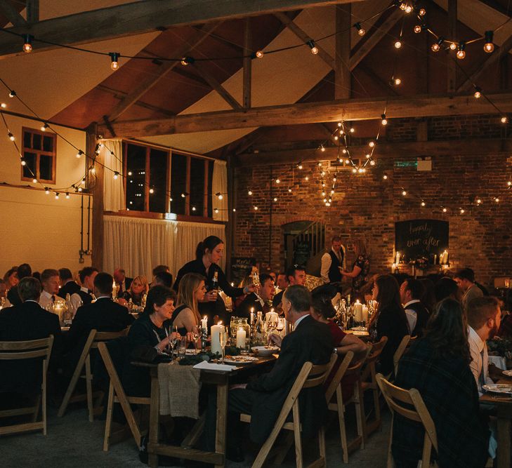 Rustic Autumn Wedding At Barmbyfields Barn With Bride In Ellis Bridal Tea Length Dress & Flowers By Number 27 Floral Design With Images From Emma Maddocks Photography