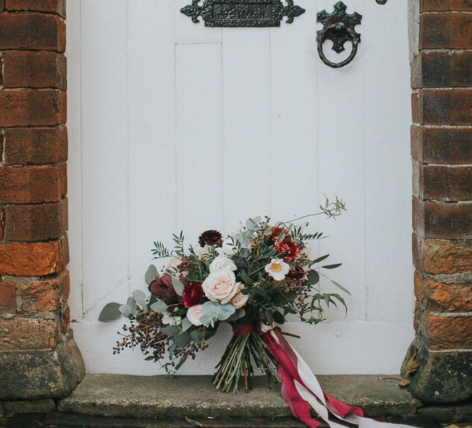 Rustic Autumn Wedding At Barmbyfields Barn With Bride In Ellis Bridal Tea Length Dress & Flowers By Number 27 Floral Design With Images From Emma Maddocks Photography