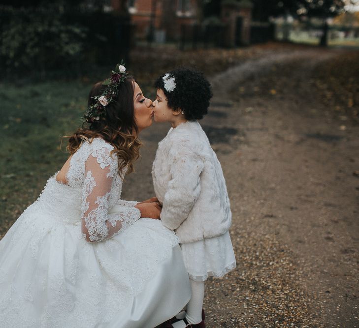 Rustic Autumn Wedding At Barmbyfields Barn With Bride In Ellis Bridal Tea Length Dress & Flowers By Number 27 Floral Design With Images From Emma Maddocks Photography