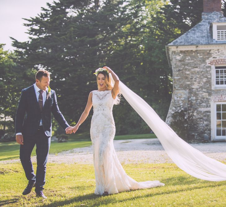 Boho Luxe Wedding Tredudwell Manor Cornwall With Flower Girls In White With Gypsophila Crowns And Images From Nick Bailey