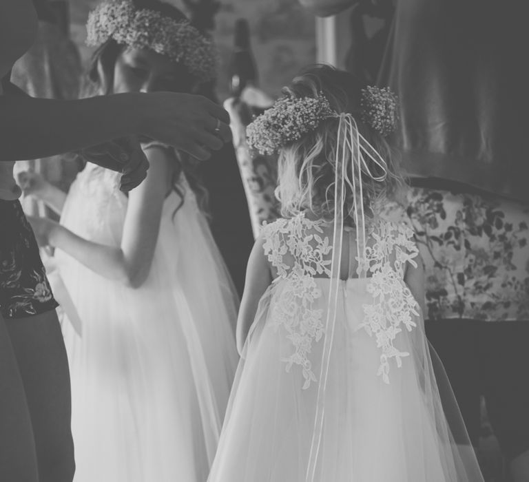 Boho Luxe Wedding Tredudwell Manor Cornwall With Flower Girls In White With Gypsophila Crowns And Images From Nick Bailey