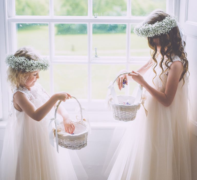 Boho Luxe Wedding Tredudwell Manor Cornwall With Flower Girls In White With Gypsophila Crowns And Images From Nick Bailey