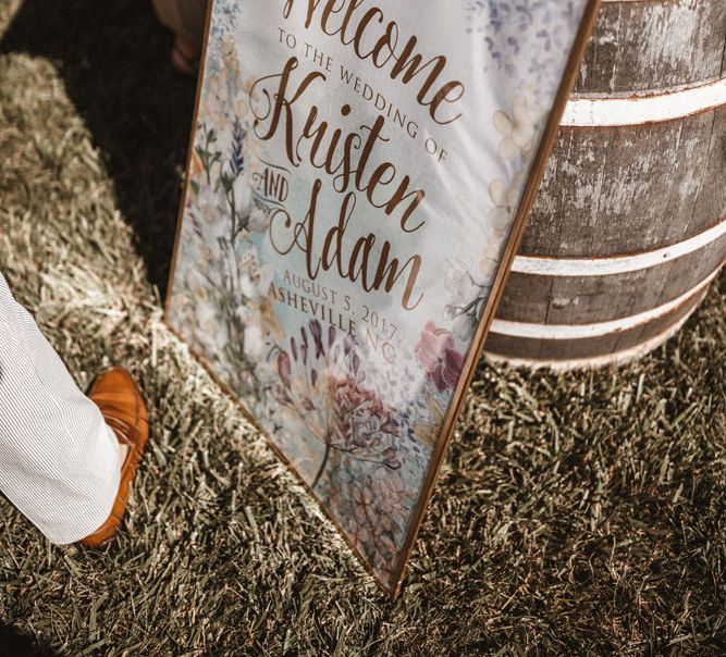 Wedding Sign | Outdoor Wedding at Claxton Farm in Weaverville, North Carolina | Benjamin Wheeler Photography