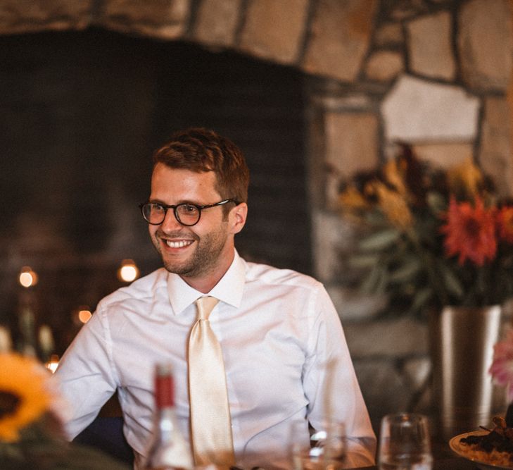 Speeches | Bride in Lace Venus Bridal Gown | Groom in Ted Baker Suit | Outdoor Wedding at Claxton Farm in Weaverville, North Carolina | Benjamin Wheeler Photography