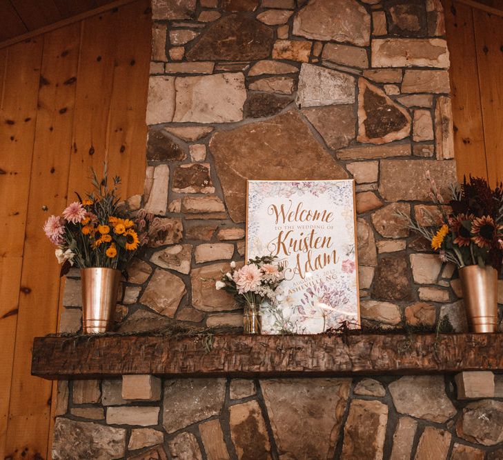 Fireplace Wedding Decor | Outdoor Wedding at Claxton Farm in Weaverville, North Carolina | Benjamin Wheeler Photography