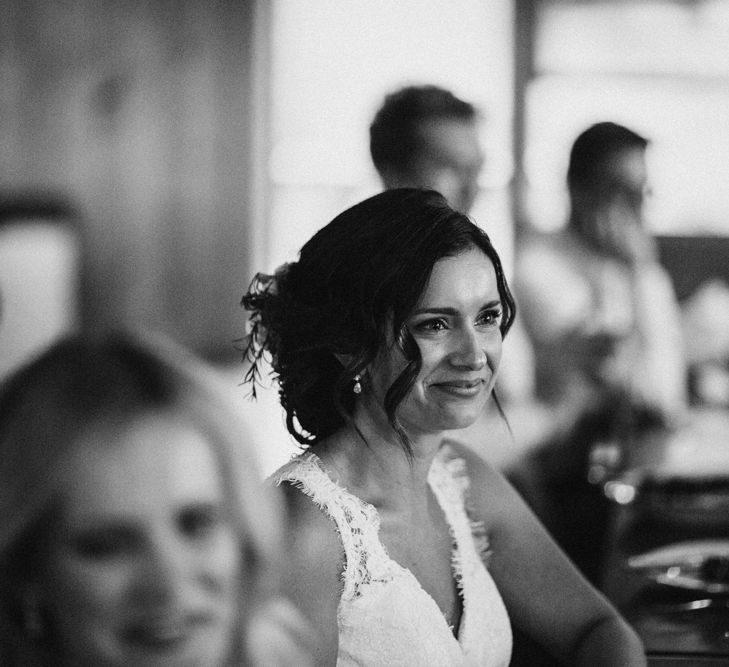 Speeches | Bride in Lace Venus Bridal Gown | Groom in Ted Baker Suit | Outdoor Wedding at Claxton Farm in Weaverville, North Carolina | Benjamin Wheeler Photography