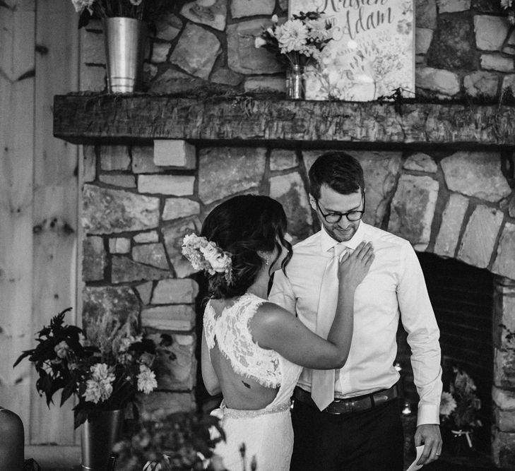 Speeches | Bride in Lace Venus Bridal Gown | Groom in Ted Baker Suit | Outdoor Wedding at Claxton Farm in Weaverville, North Carolina | Benjamin Wheeler Photography