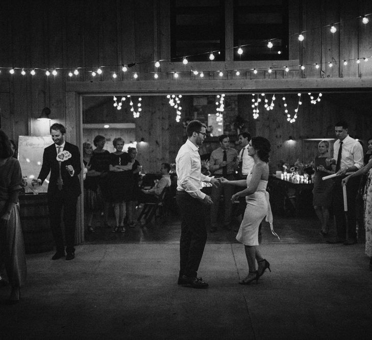 First Dance | Festoon Lights | Outdoor Wedding at Claxton Farm in Weaverville, North Carolina | Benjamin Wheeler Photography