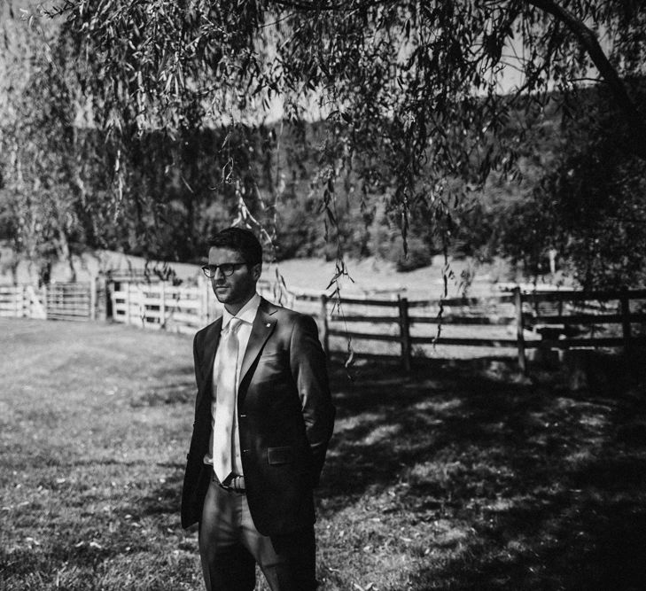 Groom in Ted Baker Suit | Outdoor Wedding at Claxton Farm in Weaverville, North Carolina | Benjamin Wheeler Photography