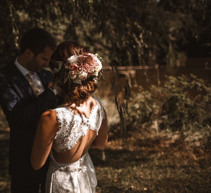 Bride in Lace Venus Bridal Gown | Groom in Ted Baker Suit | Outdoor Wedding at Claxton Farm in Weaverville, North Carolina | Benjamin Wheeler Photography