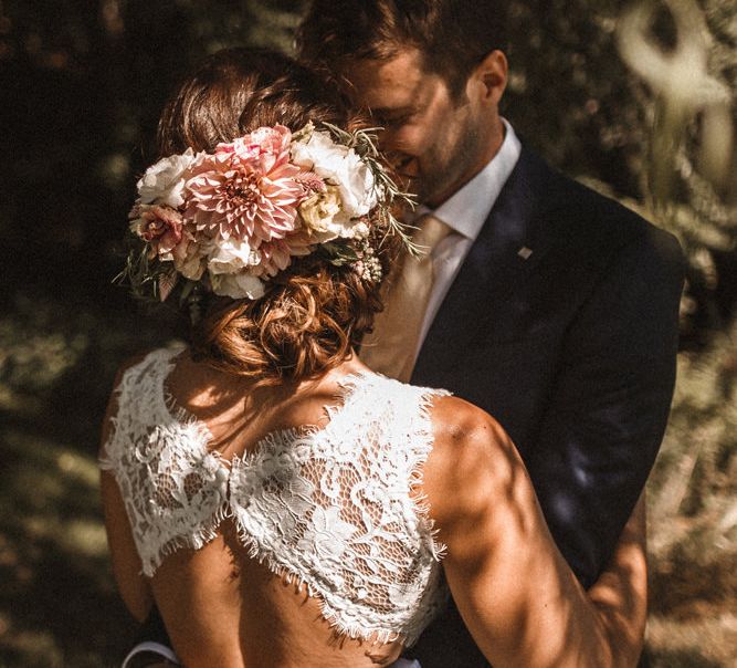 Bride in Lace Venus Bridal Gown | Groom in Ted Baker Suit | Outdoor Wedding at Claxton Farm in Weaverville, North Carolina | Benjamin Wheeler Photography