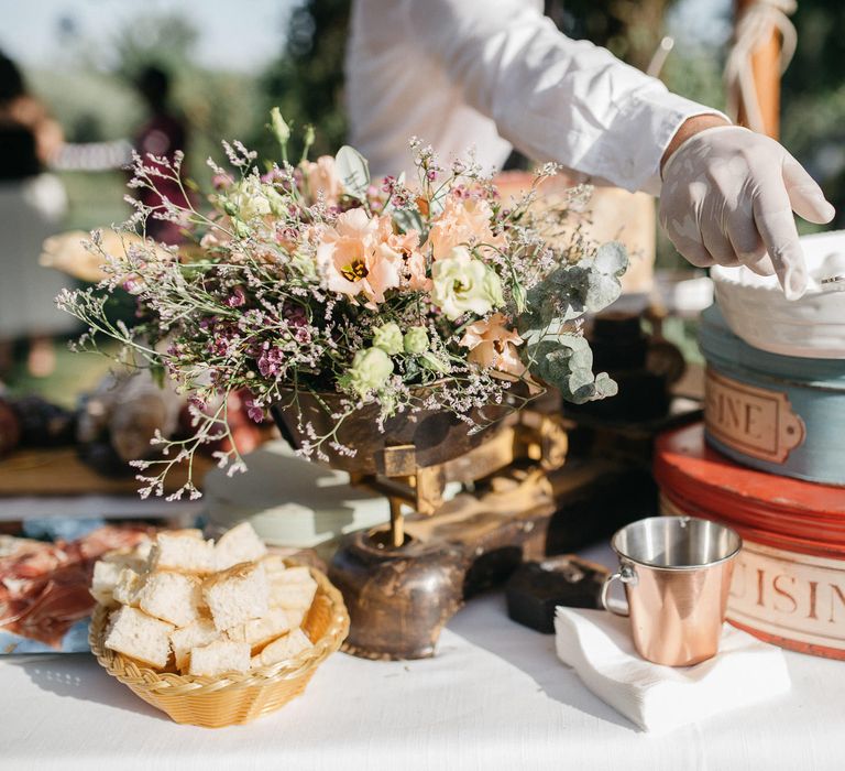 Outdoor Wedding Reception In Rome With Romantic Blush Pink & White Decor And Festoon Lights Planned By Wanderlust Wedding Images From Stefano Santucci