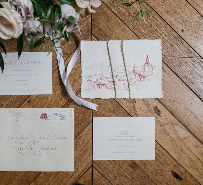 Outdoor Wedding Reception In Rome With Romantic Blush Pink & White Decor And Festoon Lights Planned By Wanderlust Wedding Images From Stefano Santucci