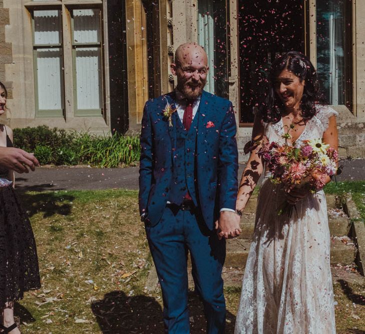 Intimate Garden Party Wedding at The Parsonage in The Cotswolds. Bride in Tatyana Merenyuk with Photography by Claudia Rose Carter.