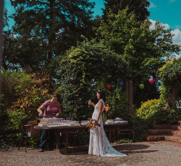 Intimate Garden Party Wedding at The Parsonage in The Cotswolds. Bride in Tatyana Merenyuk with Photography by Claudia Rose Carter.