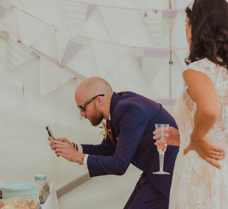 Intimate Garden Party Wedding at The Parsonage in The Cotswolds. Bride in Tatyana Merenyuk with Photography by Claudia Rose Carter.