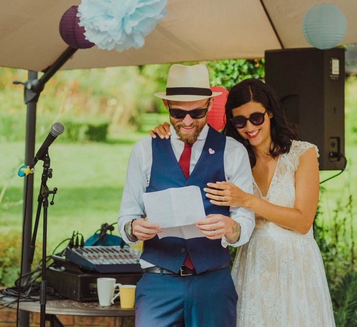 Intimate Garden Party Wedding at The Parsonage in The Cotswolds. Bride in Tatyana Merenyuk with Photography by Claudia Rose Carter.