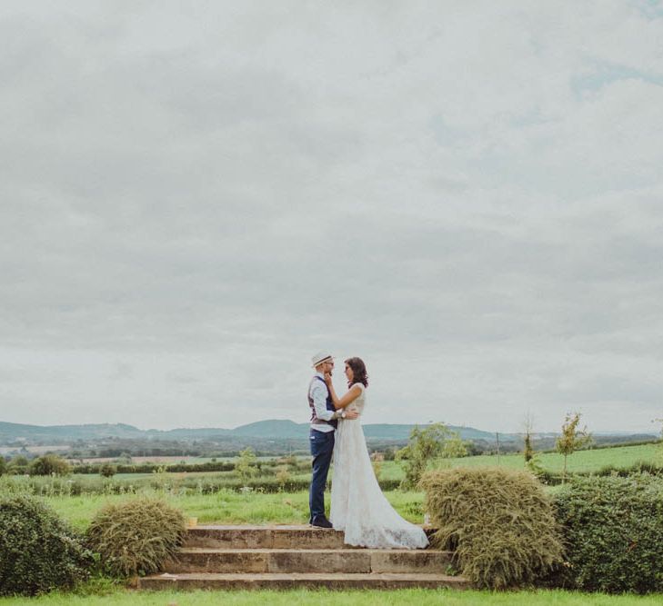 Intimate Garden Party Wedding at The Parsonage in The Cotswolds. Bride in Tatyana Merenyuk with Photography by Claudia Rose Carter.