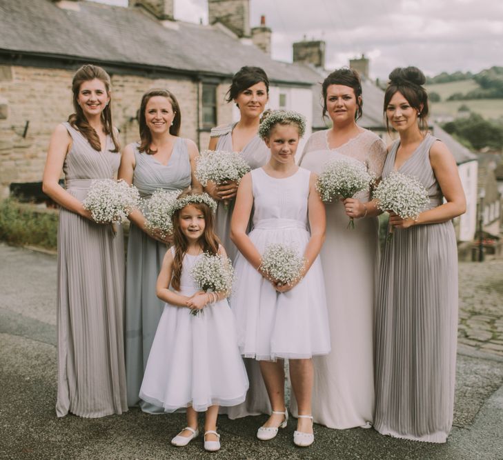 The Girls | Bridesmaids and Flower Girls | Bespoke from Village Bride | Owen House Wedding Barn | Cheshire | Image by Livi Edwards