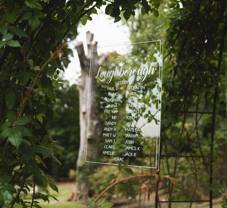 Etched Prespex Table Plan