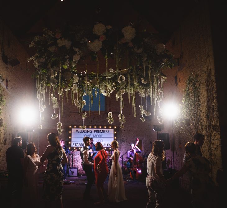 Evening Reception at Cripps Barn with Hanging Floral Decor