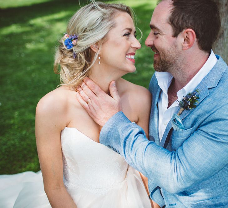 Bride in Lyn Ashworth Wedding Dress | Groom in Blue Jacket | Outdoor Wedding at Borgo Bastia Creti in Italy | Paolo Ceritano Photography