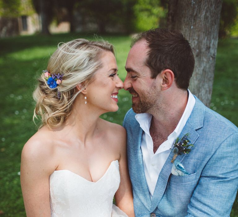 Bride in Lyn Ashworth Wedding Dress | Groom in Blue Jacket | Outdoor Wedding at Borgo Bastia Creti in Italy | Paolo Ceritano Photography