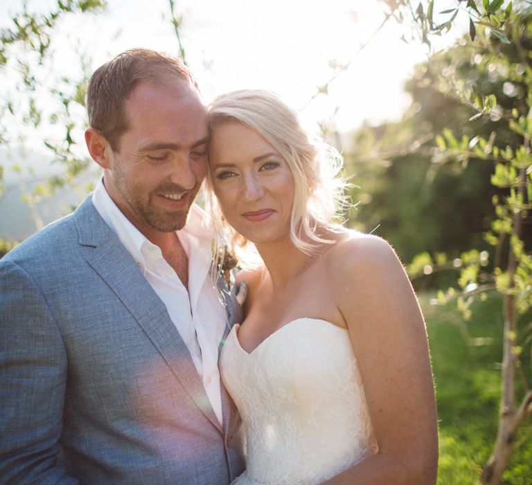 Bride in Lyn Ashworth Wedding Dress | Groom in Light Blue Jacket | Outdoor Wedding at Borgo Bastia Creti in Italy | Paolo Ceritano Photography