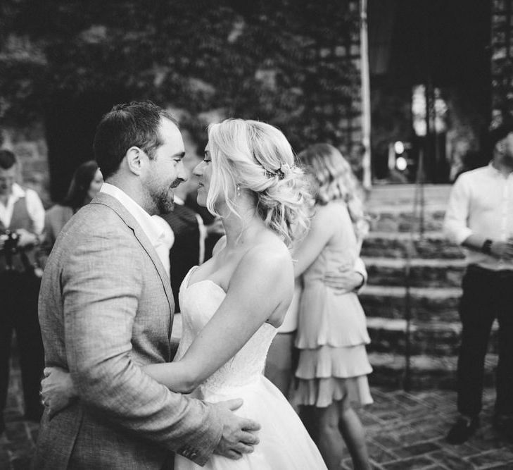 First Dance | Bride in Lyn Ashworth Wedding Dress | Groom in Light Blue Jacket | Outdoor Wedding at Borgo Bastia Creti in Italy | Paolo Ceritano Photography