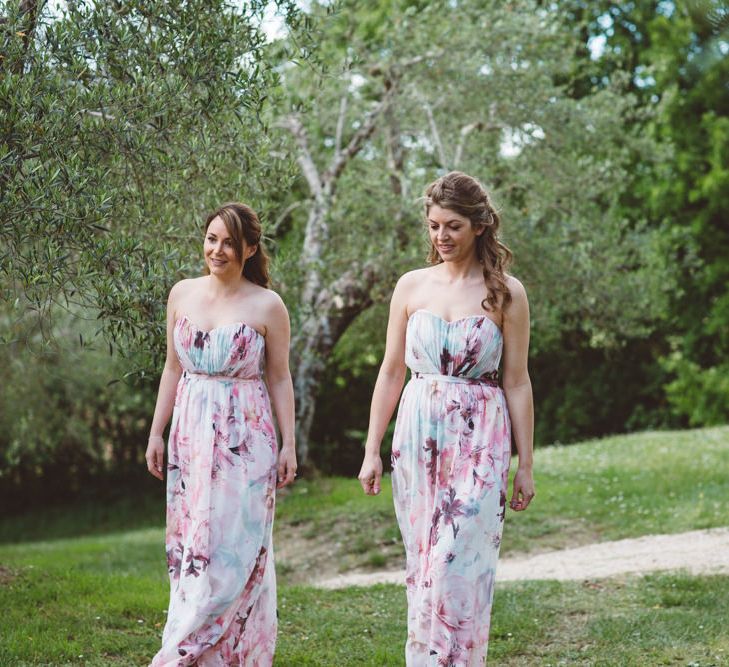 Floral Bridesmaid Dresses fro House of Fraser | Outdoor Wedding at Borgo Bastia Creti in Italy | Paolo Ceritano Photography