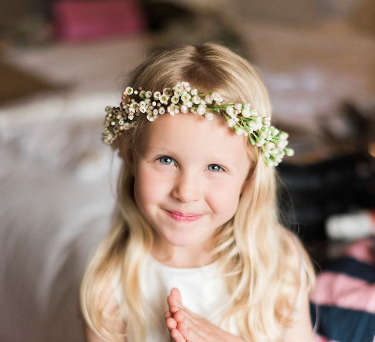 Flower Girl with Flower Crown | Romantic Pastel Wedding at Prested Hall, Essex | Kathryn Hopkins Photography | Sugar Lens Productions