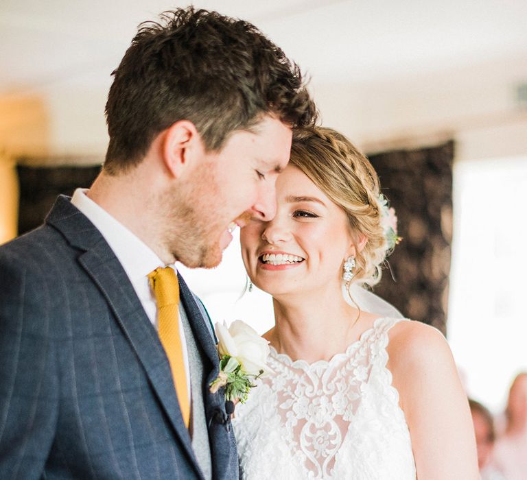 Wedding Ceremony | Bride in Sottero & Midgley Gown | Groom in Moss Bros Suit | Romantic Pastel Wedding at Prested Hall, Essex | Kathryn Hopkins Photography | Sugar Lens Productions