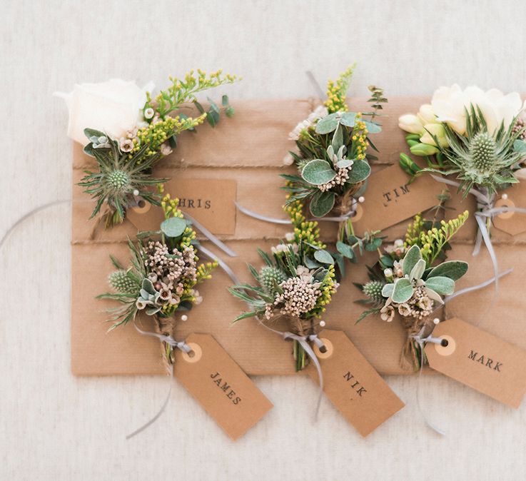 Buttonholes | Romantic Pastel Wedding at Prested Hall, Essex | Kathryn Hopkins Photography | Sugar Lens Productions