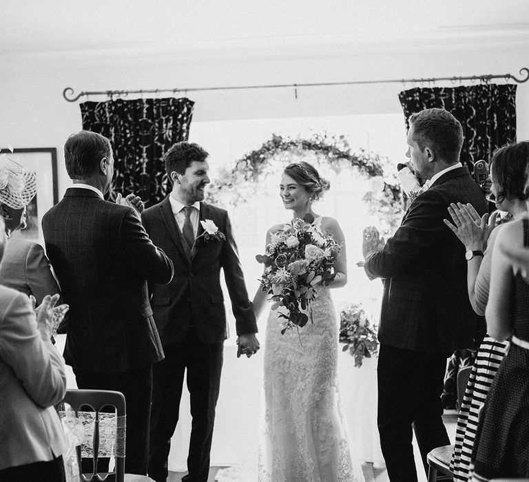 Wedding Ceremony | Bride in Sottero & Midgley Gown | Groom in Moss Bros Suit | Romantic Pastel Wedding at Prested Hall, Essex | Kathryn Hopkins Photography | Sugar Lens Productions