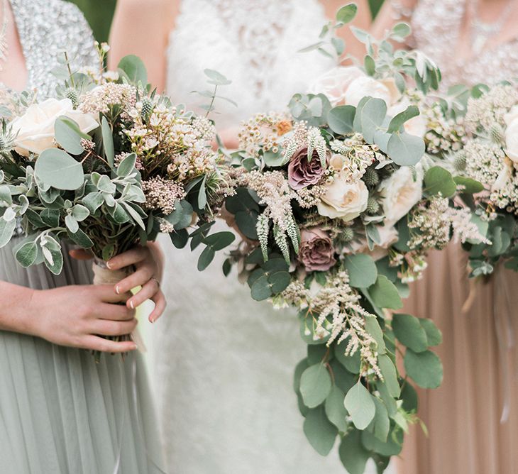 Organic Bridal Bouquets | Romantic Pastel Wedding at Prested Hall, Essex | Kathryn Hopkins Photography | Sugar Lens Productions