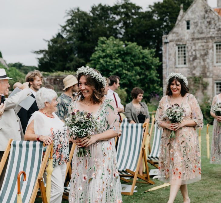 Bridesmaids In Embellished Floral Dresses