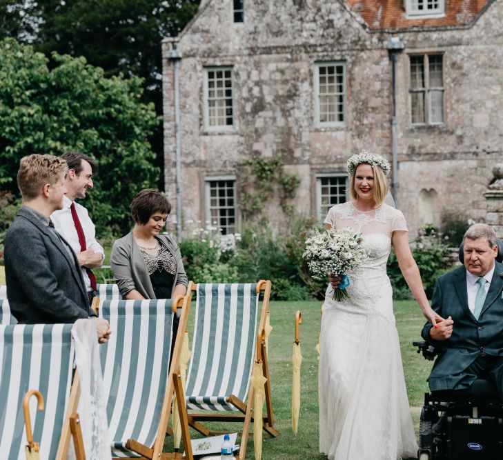 Outdoor Wedding Ceremony At Hatch House With A Botanical Theme Bride In David's Bridal Gown & Images From Siobhan Amy Photography & Film