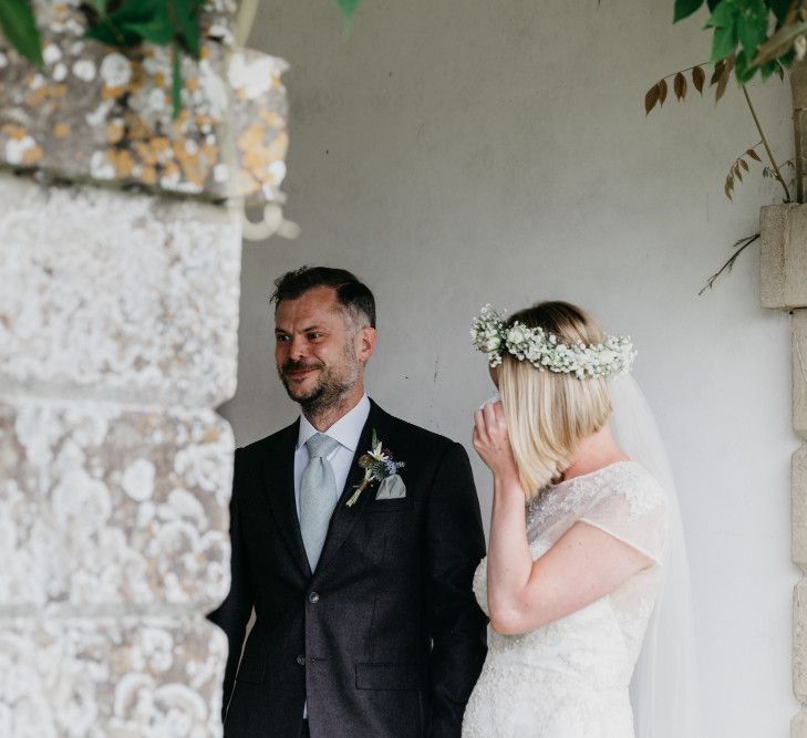 Outdoor Wedding Ceremony At Hatch House With A Botanical Theme Bride In David's Bridal Gown & Images From Siobhan Amy Photography & Film