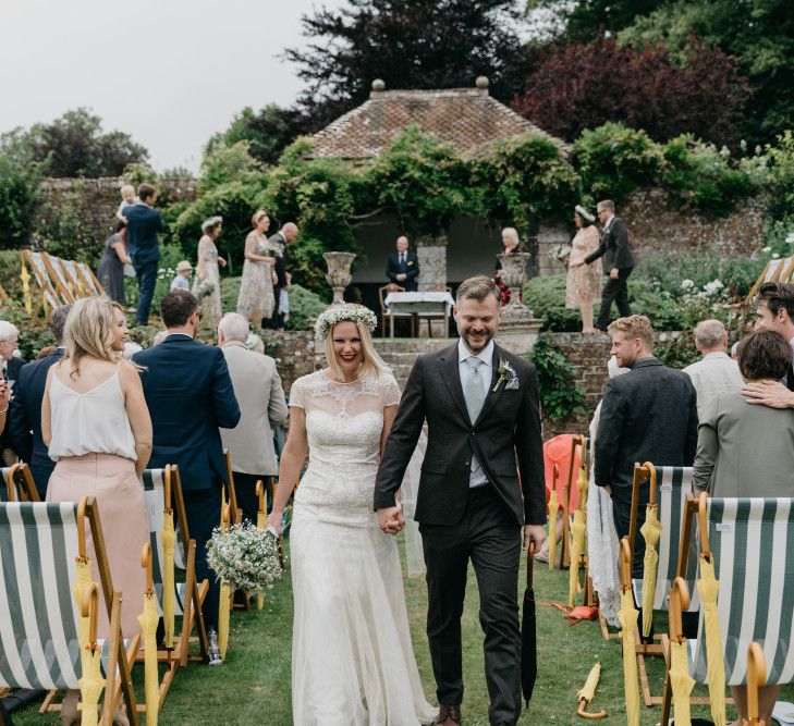 Outdoor Wedding Ceremony At Hatch House With A Botanical Theme Bride In David's Bridal Gown & Images From Siobhan Amy Photography & Film